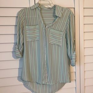 Express Portofino Shirt Size S Seafoam Striped
